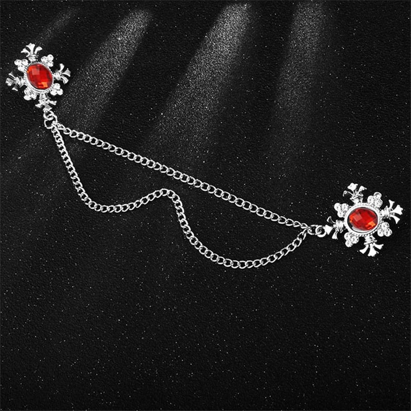 WCRAZYE 2PCS Long Chain Brooch Crystal Tassel Brooch Pin Gem Brooch Fashion Scarf Tie Pins for Women Men Wedding - Image 4